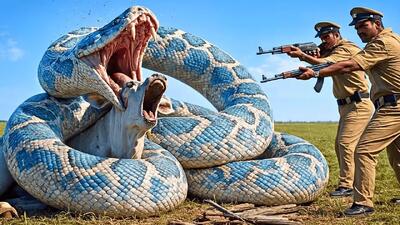 حیات وحش مصنوعی؛ تقلای تیم نجات برای رهایی گاو سفید از چنگ پیتون غول آسا
