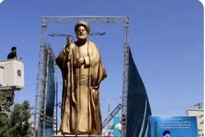 مجسمه رئیسی هم گرفتار طوفان شد و سقوط کرد + عکس